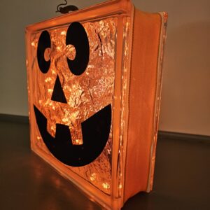12x12" Pumpkin Face #3 Half Moon Eyes (12x12) - Halloween Holiday Decoration | Unique Lighted Glass Block Gift