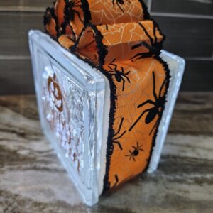 6x6" Orange Pumpkin Happy Halloween - Halloween Holiday Decoration | Unique Lighted Glass Block Gift