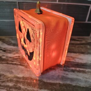 6x6" Pumpkin Face #1 Triangle Eyes (6x6) - Halloween Holiday Decoration | Unique Lighted Glass Block Gift