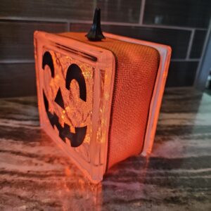6x6" Pumpkin Face #2 Smiling Eyes (6x6) - Halloween Holiday Decoration | Unique Lighted Glass Block Gift