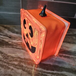 6x6" Pumpkin Face #3 Half Moon Eyes (6x6) - Halloween Holiday Decoration | Unique Lighted Glass Block Gift